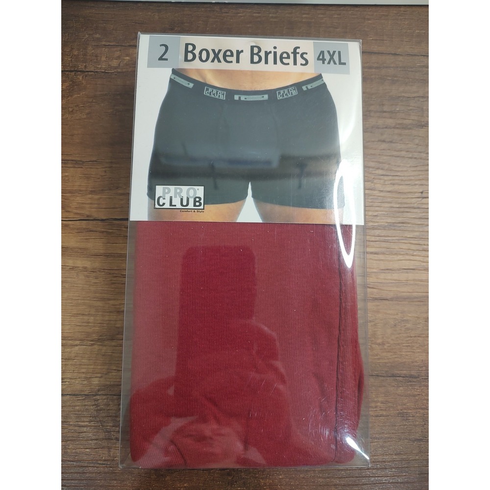 PRO CLUB MEN'S BOXER BRIEFS, 100% COTTON PACK OF 2 BRIEFS 4XL Red Gray B17